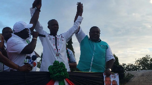 Julius Debrah, Koku Anyidoho at the campaign launch of NDC's Akatsi South Parliamentary candidate.