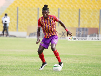 Hearts of Oak defender, Raddy Ovouka in action