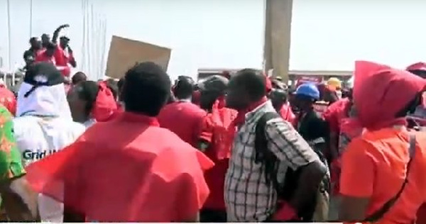 File photo: Some angry staff of Ghana Grid Company Limited