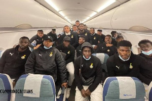 Black Stars players on their way to AFCON 2022 | File photo