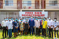 The 30 students with Dr. Yaw Osei Adutwum, their sponsor