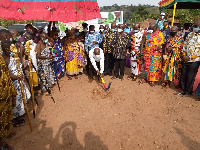 Health Minister, Kwaku Agyemang-Manu cutting sod for commencement of work