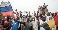 Pro-military protestors pictured in the capital Bamako