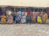 Lands Minister, Samuel Abu Jinapor with some chiefs of the Volta and Oti Regions