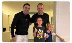 Xavi Hernandez posted a photo with Flick at his home