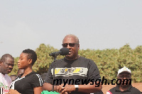 Former President John Dramani Mahama addressing NDC supporters in Techiman