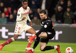 Myron Boadu (left) played in AS Monaco's 2-0 defeat to Braga