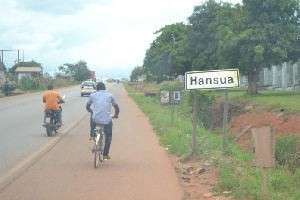 The Hansua road project was awarded to Messrs. Kofi Job Company Ltd in 2011 at GH