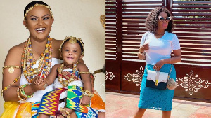 Nana Ama McBrown with her baby and Mzbel on the right