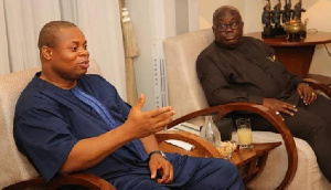 File: President Akufo-Addo looks on as Franklin Cudjoe makes a point