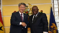 President Akufo-Addo with Korean Ambassador to Ghana, Kim Sungsoo