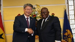 President Akufo-Addo with Korean Ambassador to Ghana, Kim Sungsoo