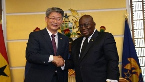 President Akufo-Addo with Korean Ambassador to Ghana, Kim Sungsoo