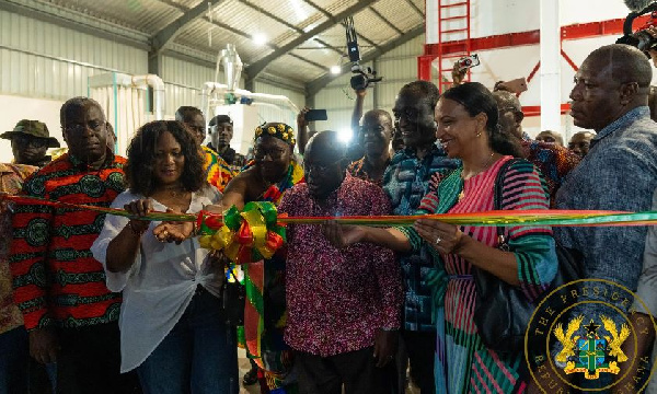 President Akufo-Addo cutting a tape at an event in the Ashanti Region