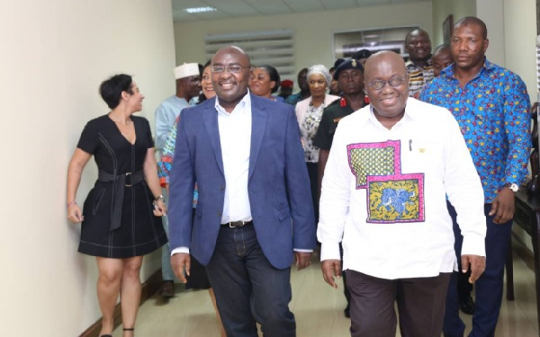 President Akufo-Addo welcomed the vice president and his wife at the KIA