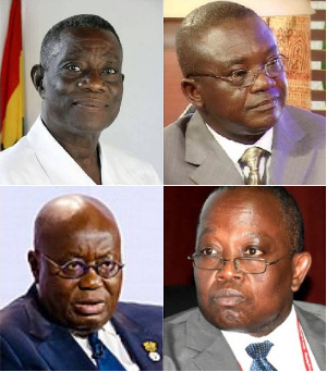 The late Prof Mills and Prof Dua Agyeman (top), Akufo-Addo and Domelevo (down)