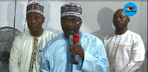 Dr. Mahamudu Bawumia speaking at a mosque in the Eastern Region during his Ramadan tour