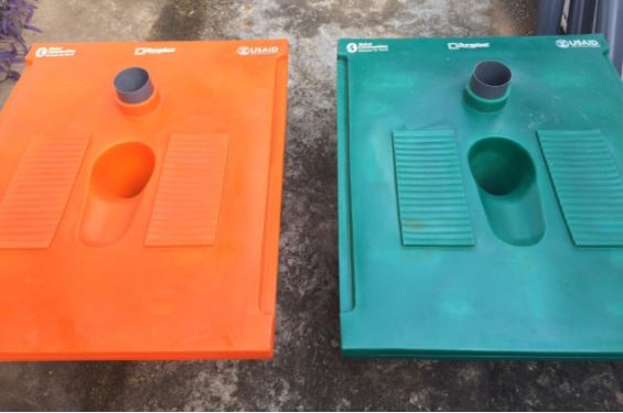 The plastic slab latrine is 'resilient and more affordable'