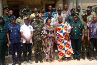 Torgbui Fiti (in cloth) after a meeting with members of security agencies