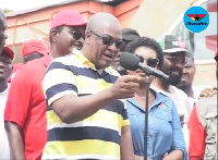 Former President John Dramani Mahama addressing the crowd at the end of the walk