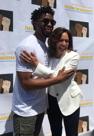 Chadwick Boseman with Kamala Harris