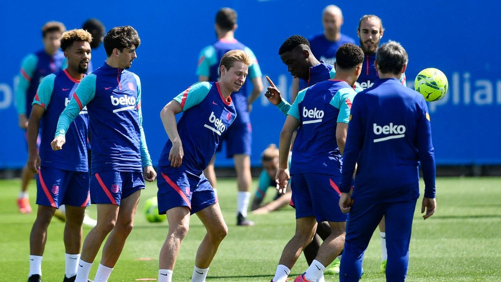 Yan wasan kungiyar Barcelona a training