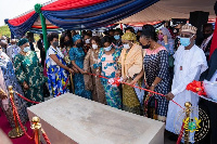 President Buhari (far right) joined visiting First Ladies at an event