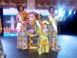 Nana Ama Benson (middle) with first and second runner-ups, Miss Ghana 2018