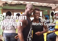 Wiyaala in a pose with Stephen Appiah