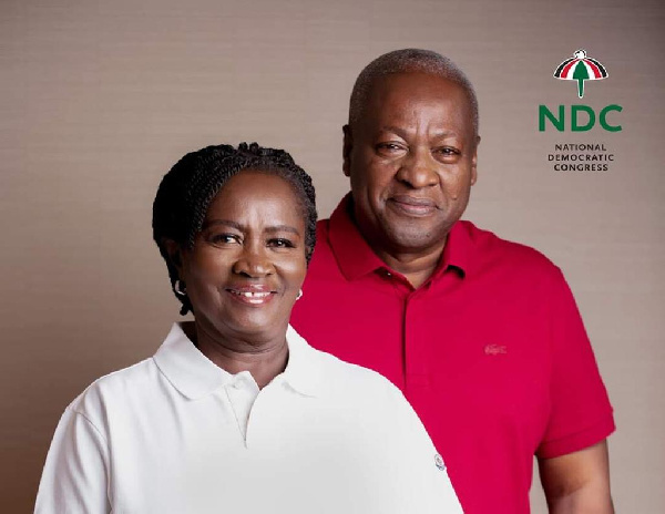 The flagbearer of the NDC, John Mahama and his running mate, Prof. Jane Naana Opoku-Agyemang