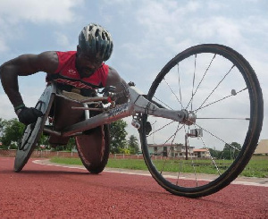 An athlete of the paralympic cycling team of Ghana