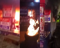 The party office in Aowin on fire