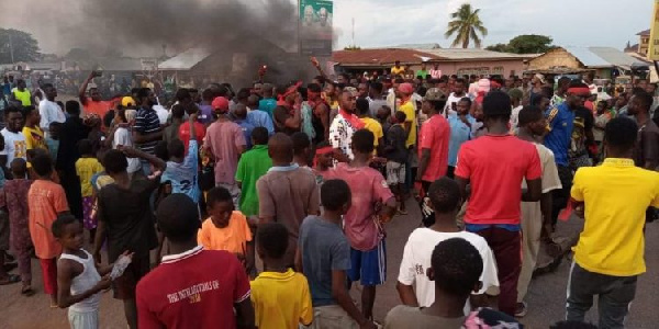 Residents protest in Ejura following the murder of  activist Kaaka