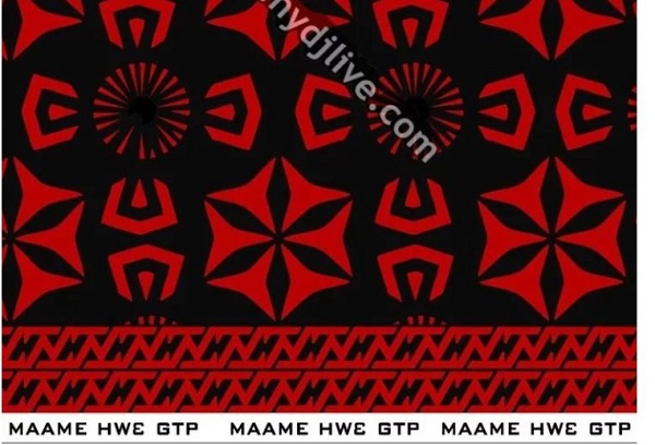 A sample of the black and red 'Maame Hw3' design manufactured by GTP