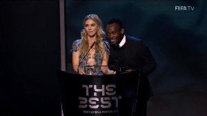 Essien was on stage to announce the winner of the award alongside  Anouk Hoogendijk