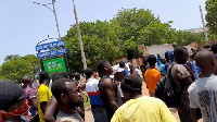 A photo of people packed at the Efua Sutherland park