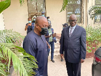 John Mahama (left) with The Gambian Chief Justice in Banjul