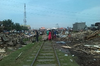 A file photo of a demolishing exercise near a railway line in Accra