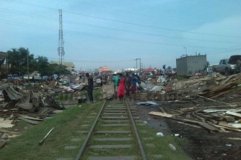 A file photo of a demolishing exercise near a railway line in Accra