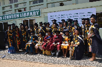 Female medical student of the Family Health Medical School in a group photograph