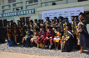 Female medical student of the Family Health Medical School in a group photograph