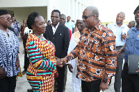 Jane Naana Opoku-Agyemang(L), running mate for the NDC flagbearer poses with John Dramani Mahama(R)