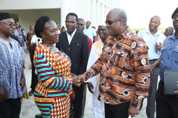 Jane Naana Opoku-Agyemang(L), running mate for the NDC flagbearer poses with John Dramani Mahama(R)