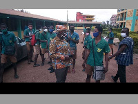 Mad. Owusu-Banahene interacting with candidates