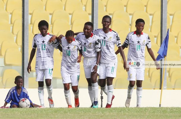 Black Maidens players celebrating their goal