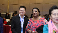 First Lady Mrs Rebecca Akufo-Addo (R) after the conference with a participant