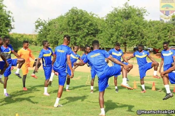 Some Hearts players at a training session