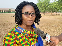 Madam Aisha Asumah, Headmistress of Gambaga Girls SHS speaking to Journalists