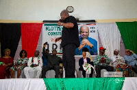 Former President John Mahama speaking during his campaign tour in Accra