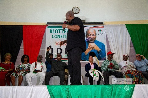 Former President John Mahama speaking during his campaign tour in Accra